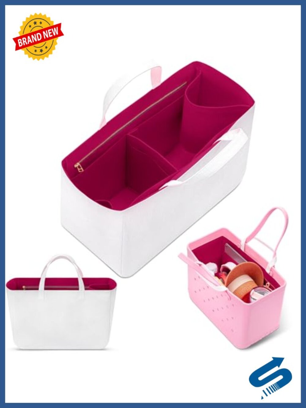 Purse Organizer Insert Dupont Paper Felt Tote Liner Handbag Shaper with Handles